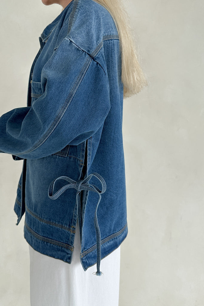 Billie Jean Tie Side Denim Jacket *Preorder* - Neutral Ground