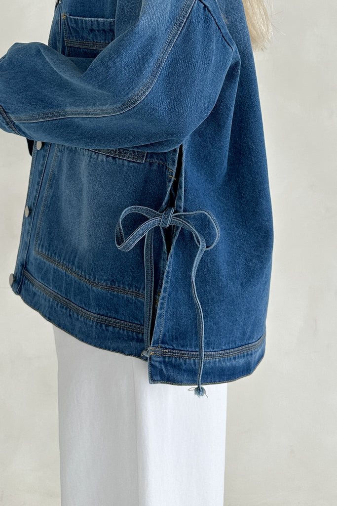 Billie Jean Tie Side Denim Jacket *Preorder* - Neutral Ground