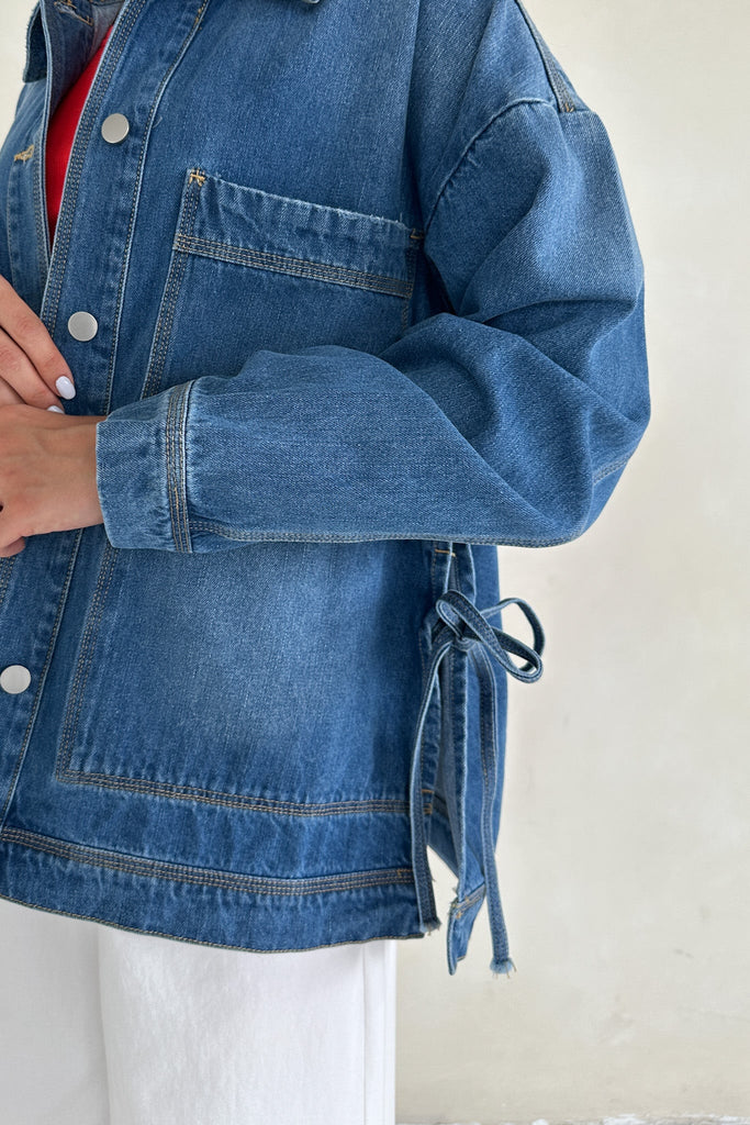 Billie Jean Tie Side Denim Jacket *Preorder* - Neutral Ground