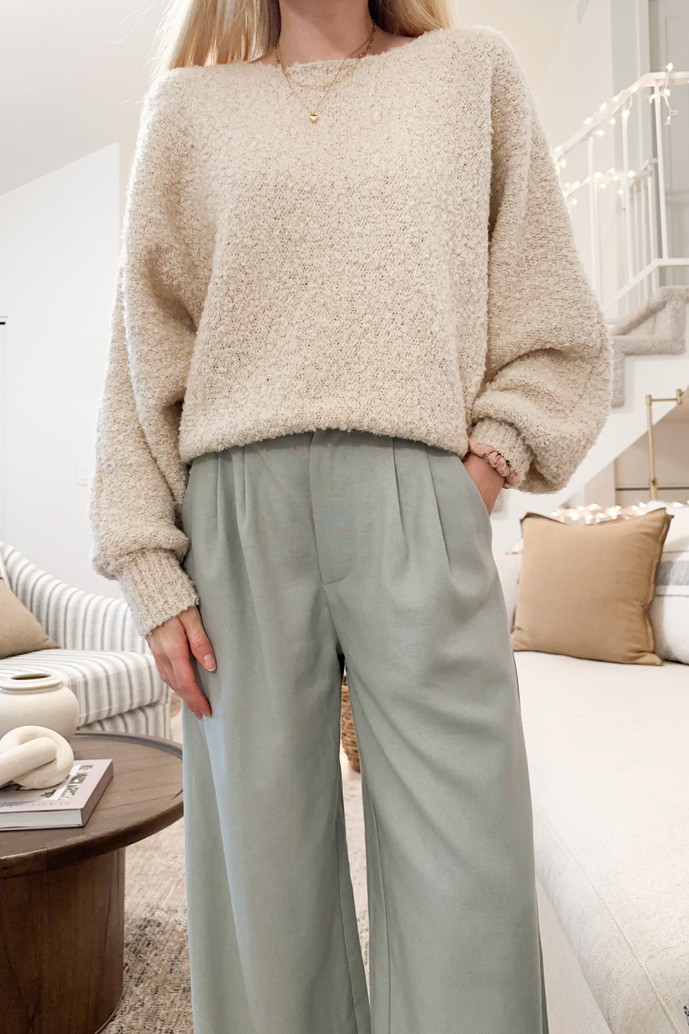 Billie Wide Silhouette Pants - Neutral Ground