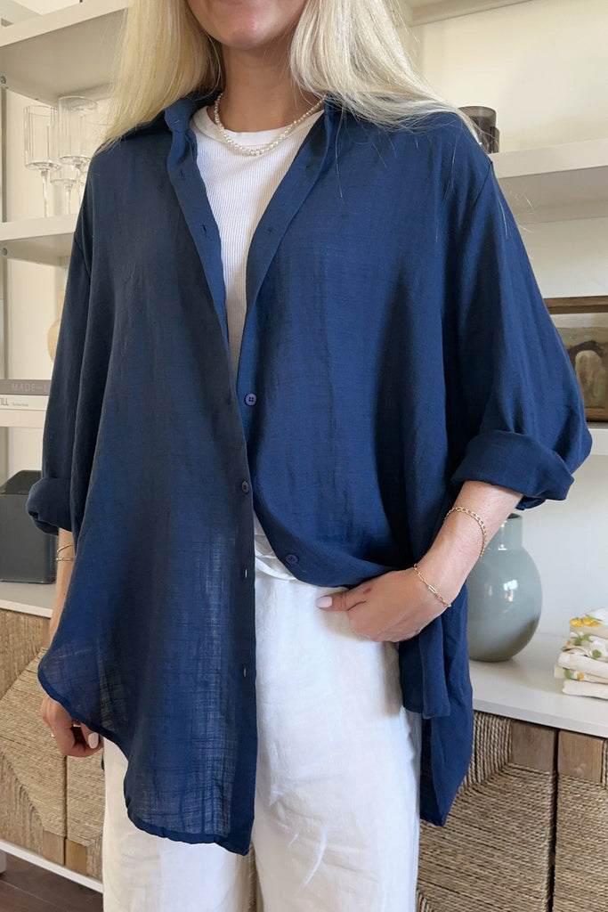 Blakely Button Down in Navy - Neutral Ground