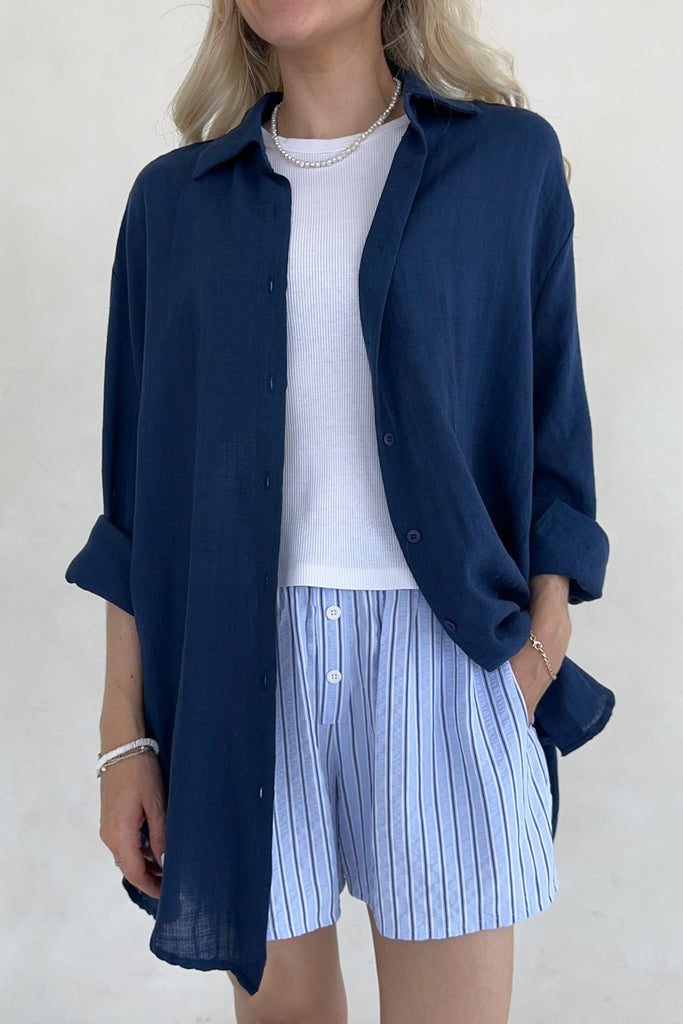 Blakely Button Down in Navy - Neutral Ground