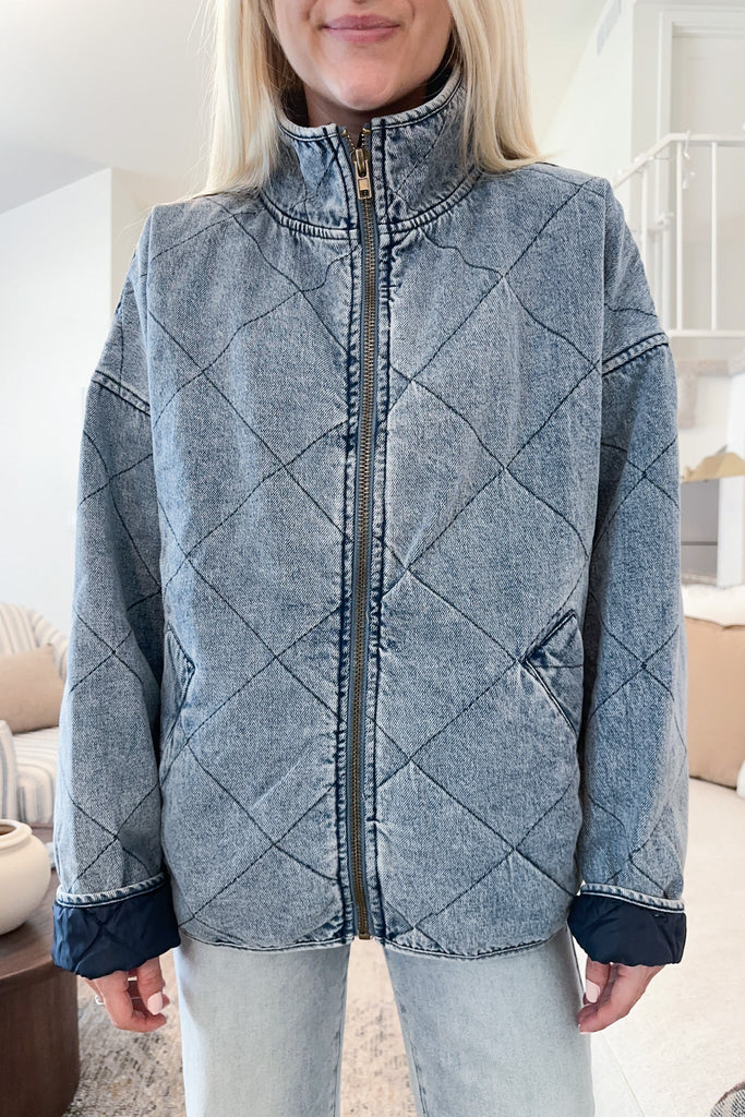 Boardwalk Quilted Denim Jacket - Neutral Ground