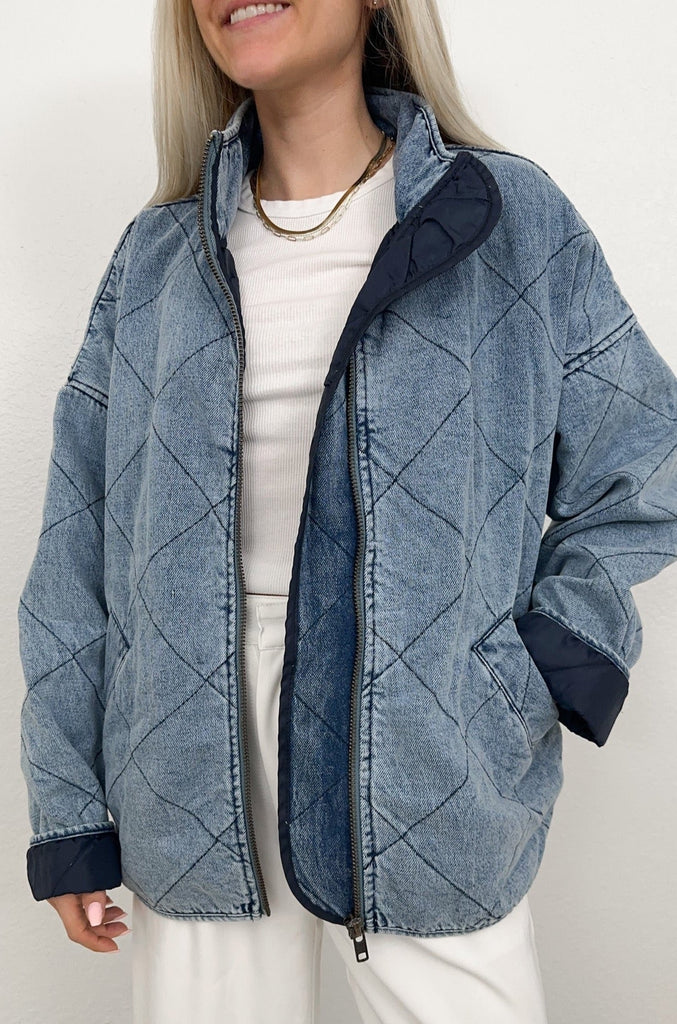 Boardwalk Quilted Denim Jacket - Neutral Ground