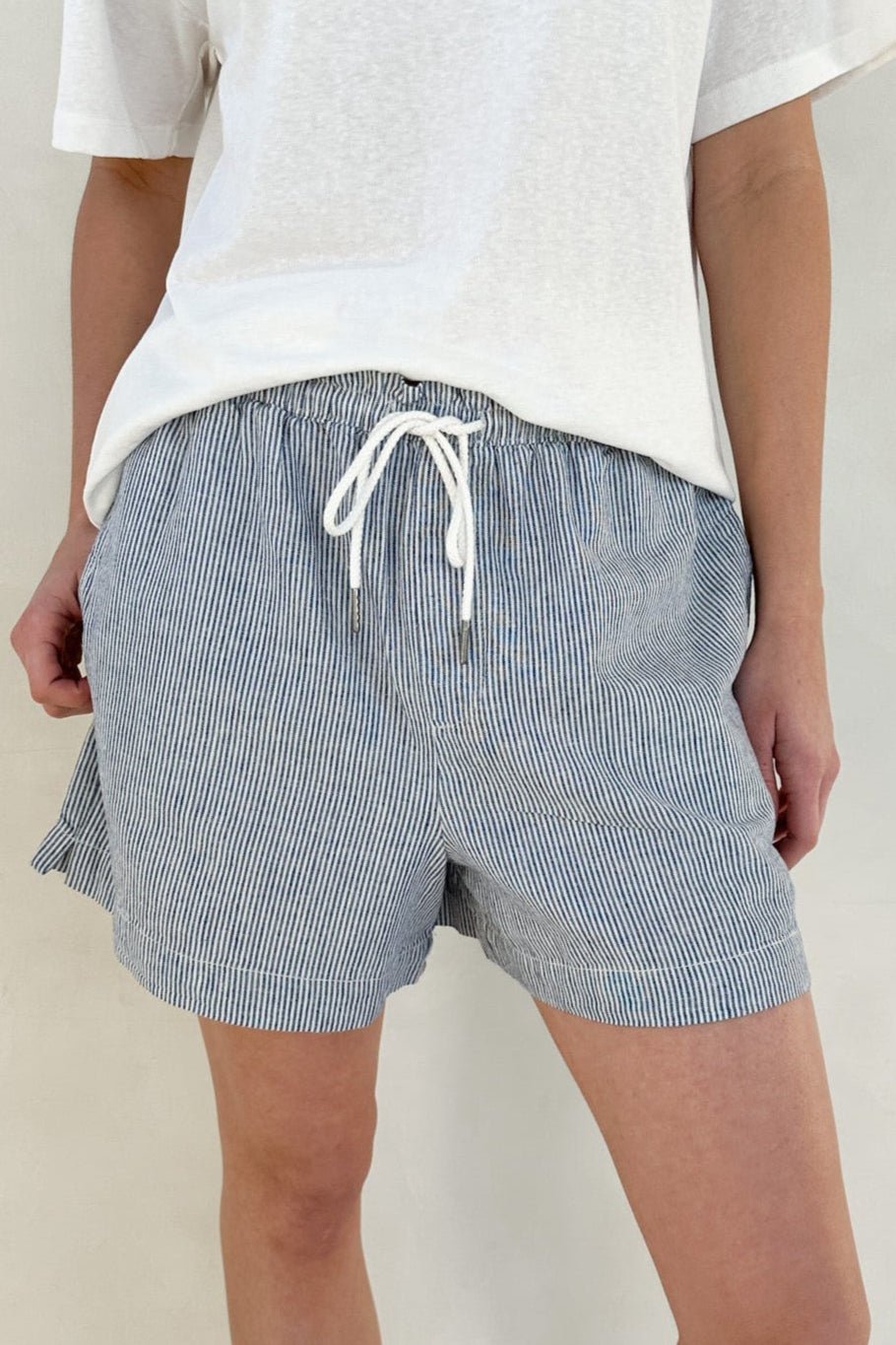 Boardwalk Striped Shorts in Navy - Neutral Ground