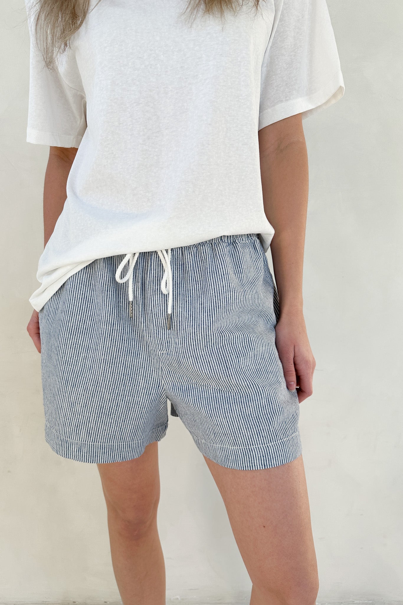 Boardwalk Striped Shorts in Navy - Neutral Ground