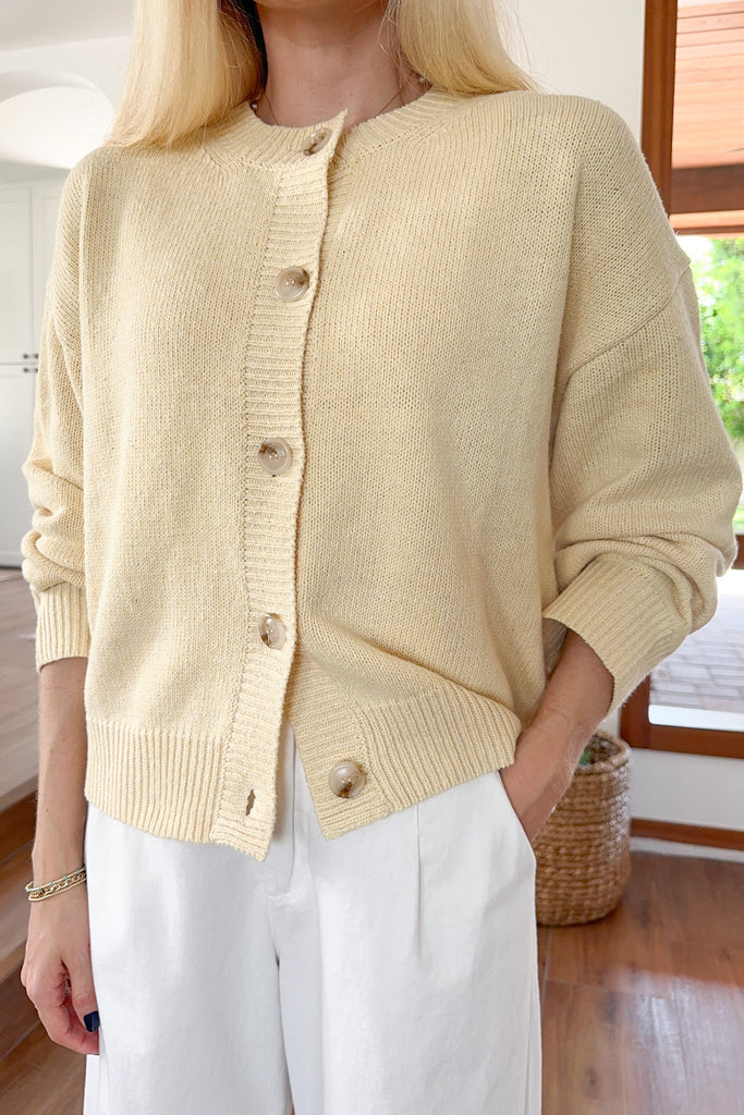 Bordeaux Cardigan in Banana Cream - Neutral Ground