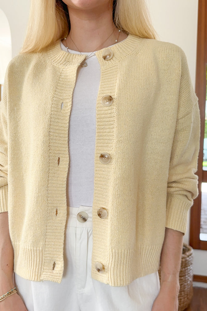 Bordeaux Cardigan in Banana Cream - Neutral Ground