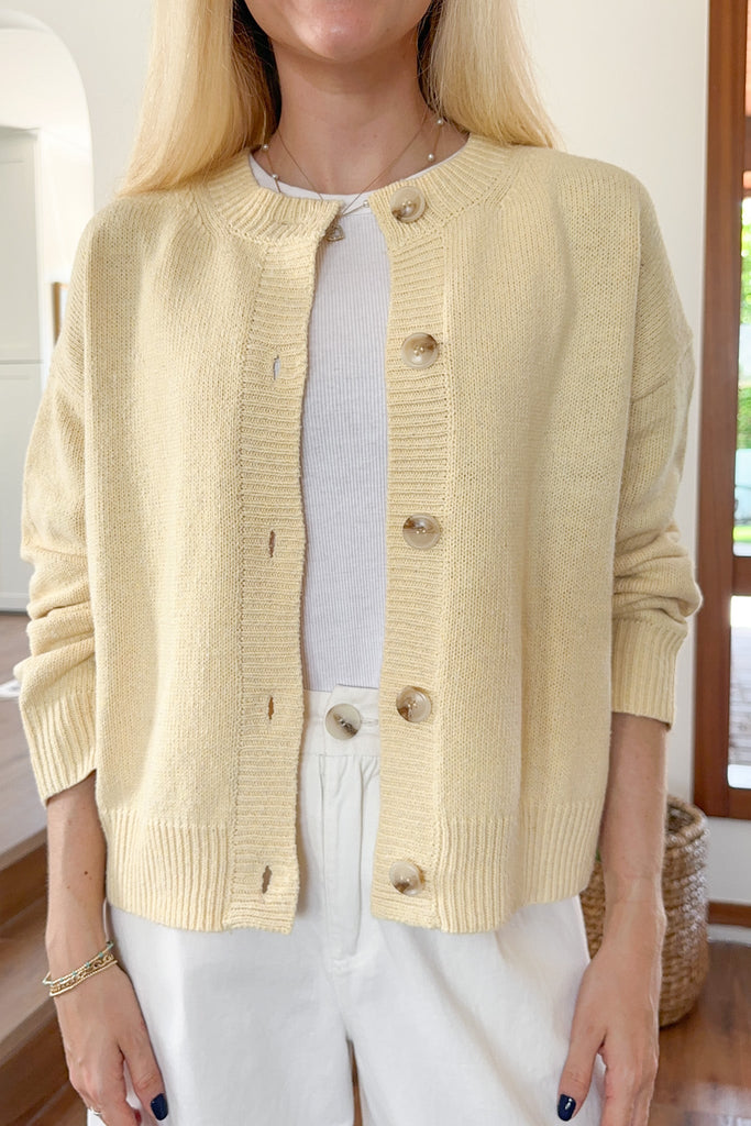 Bordeaux Cardigan in Banana Cream - Neutral Ground