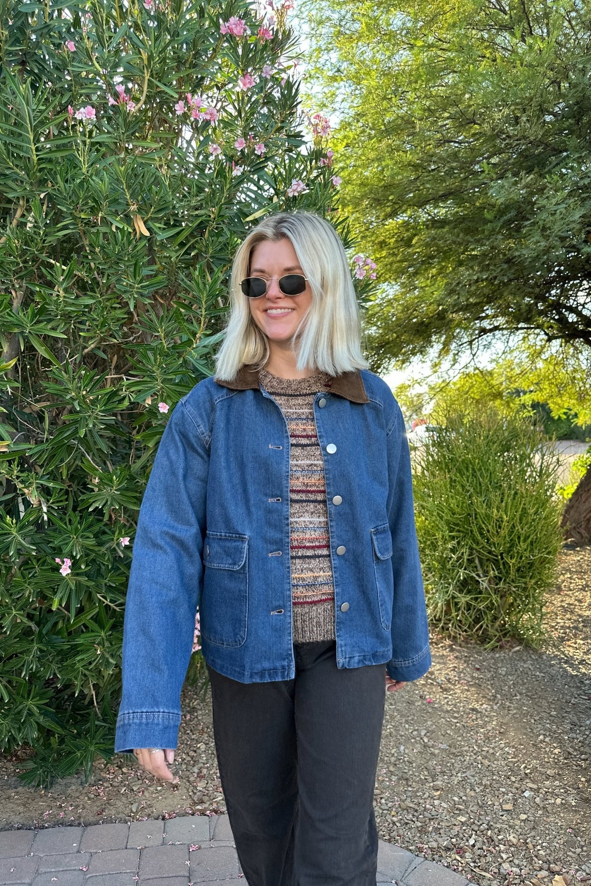 Bozeman Corduroy Collared Lightweight Denim Jacket - Neutral Ground