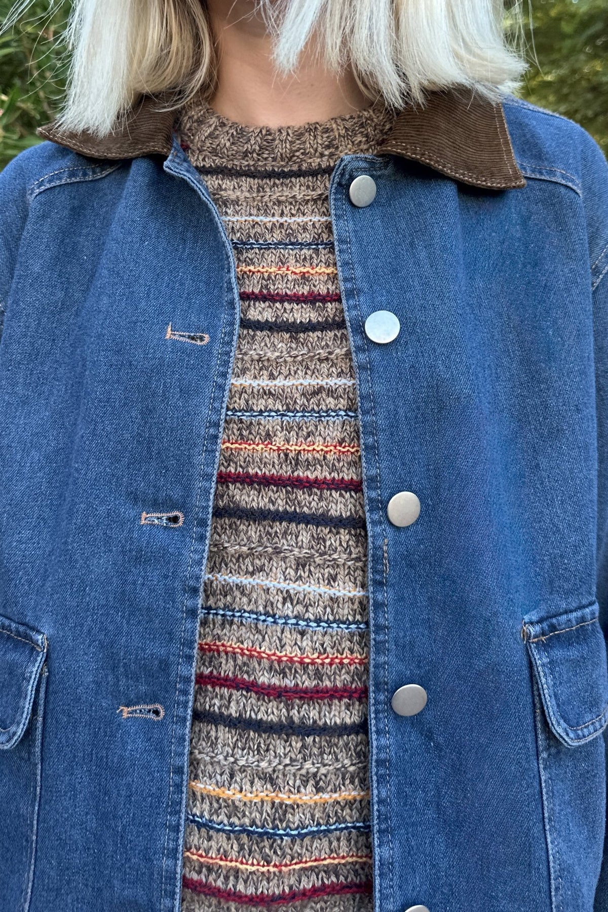 Bozeman Corduroy Collared Lightweight Denim Jacket - Neutral Ground