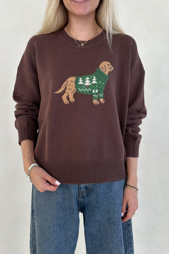 Brinkley Dog With Holiday Sweater Pullover - Neutral Ground