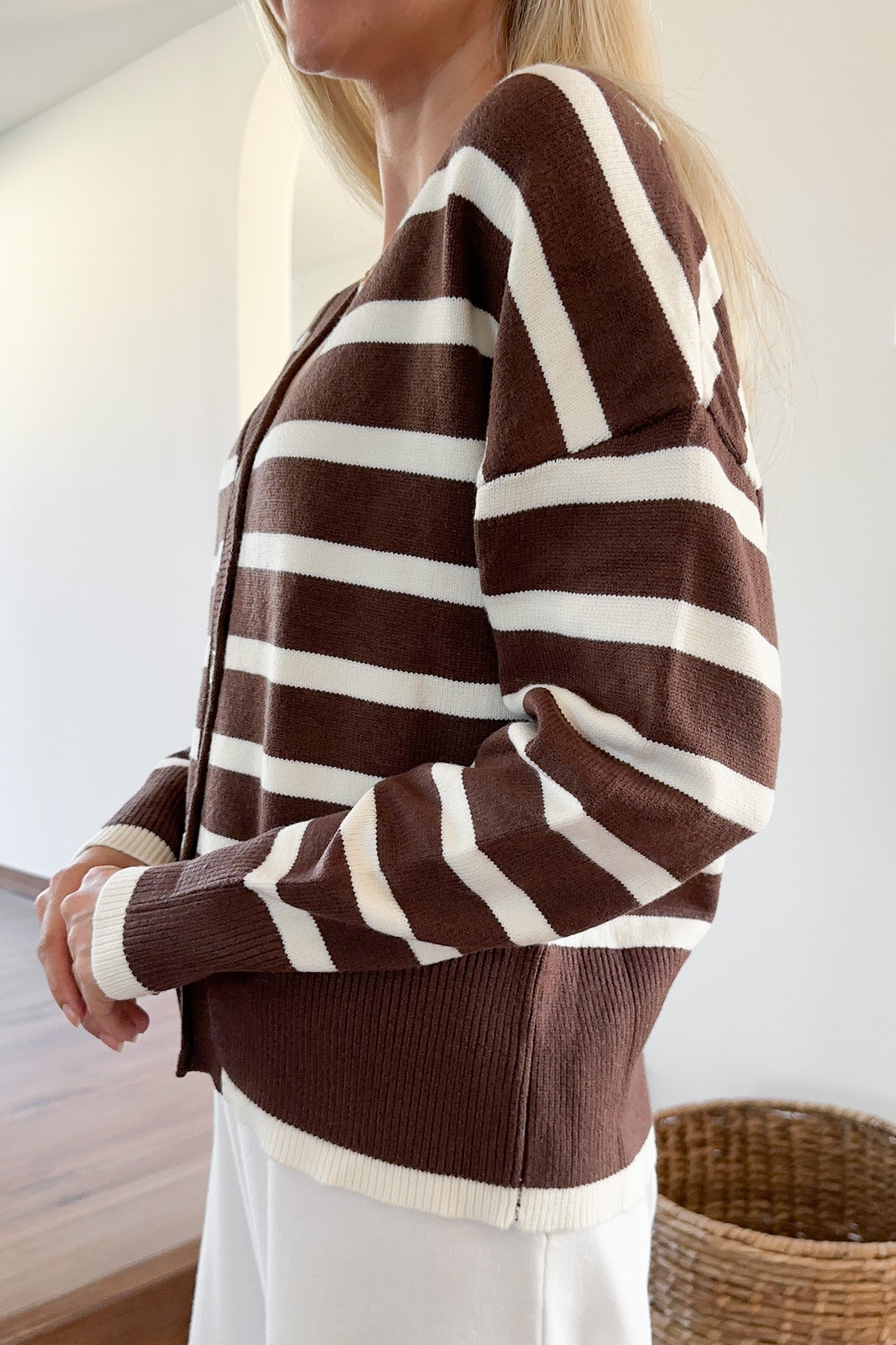 Brooklyn Striped Knit Cardigan - Neutral Ground