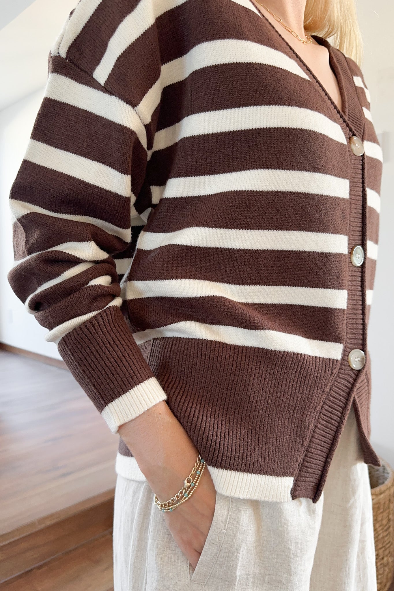 Brooklyn Striped Knit Cardigan - Neutral Ground