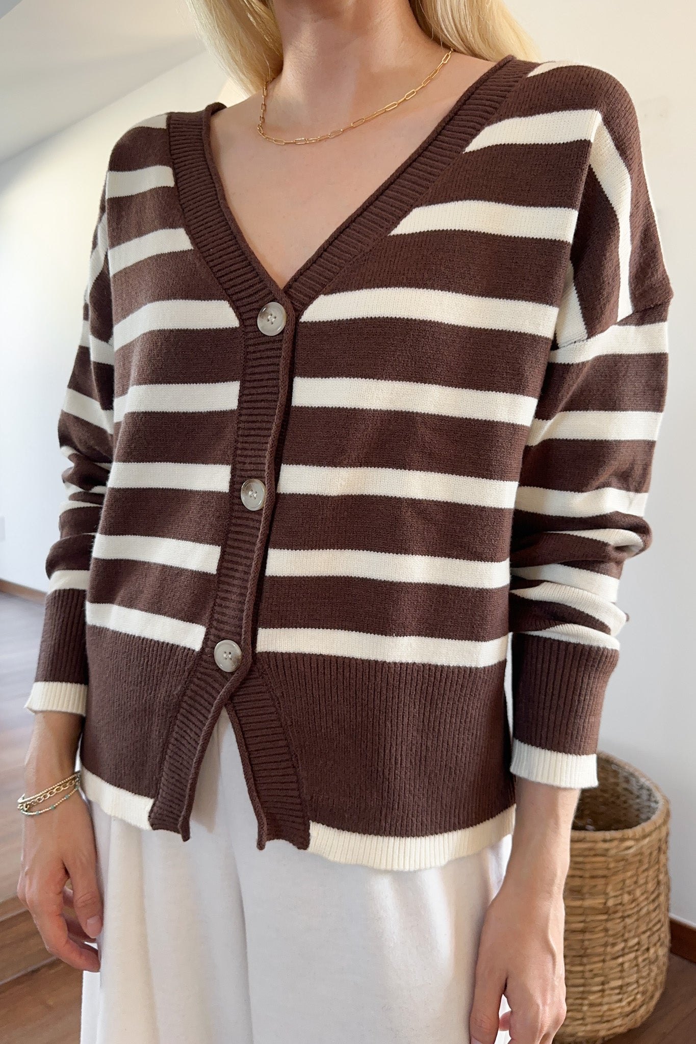 Brooklyn Striped Knit Cardigan - Neutral Ground