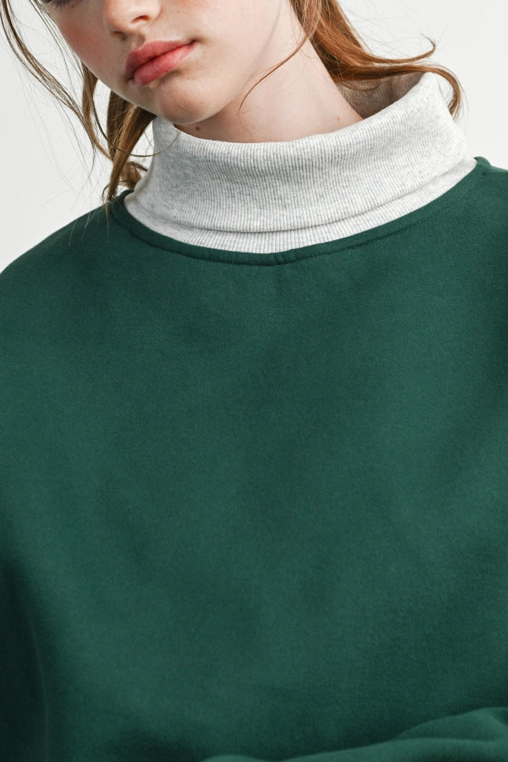 Off Duty Diana Rolled Mock Neck Pullover in Evergreen