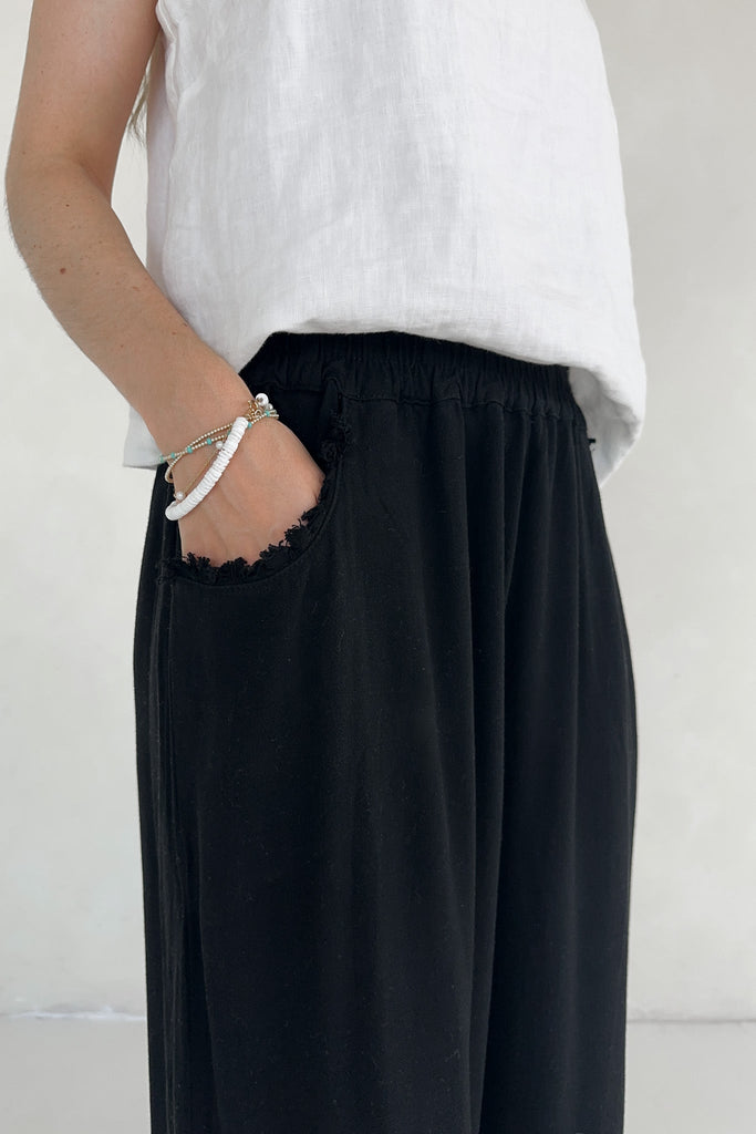 Cabana Linen Pant in Black - Neutral Ground