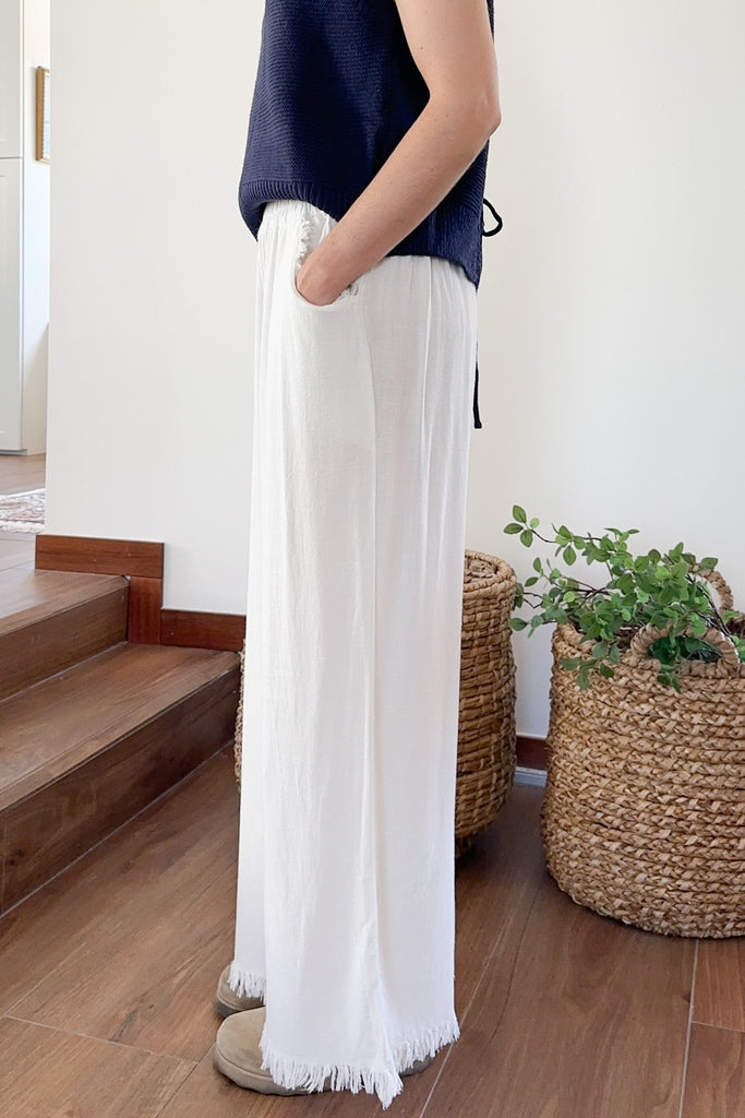 Cabana Linen Pant in White - Neutral Ground