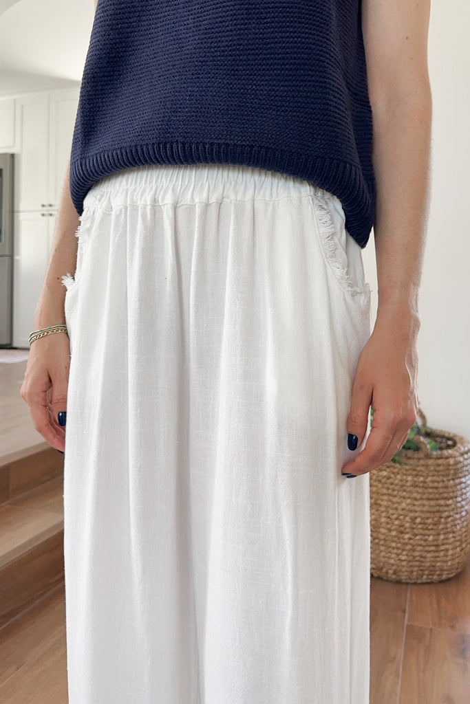 Cabana Linen Pant in White - Neutral Ground