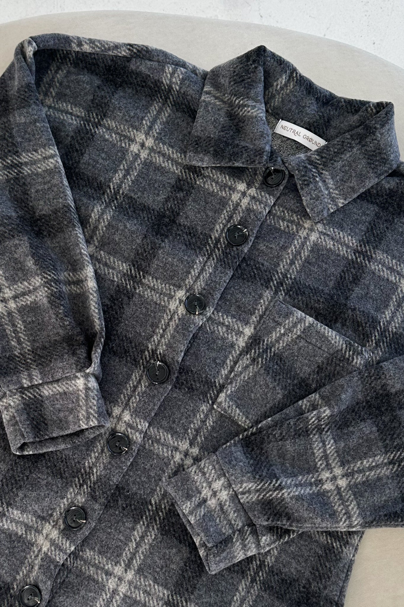 Cabin Time Grey Plaid Button Down Shirt Jacket - Neutral Ground