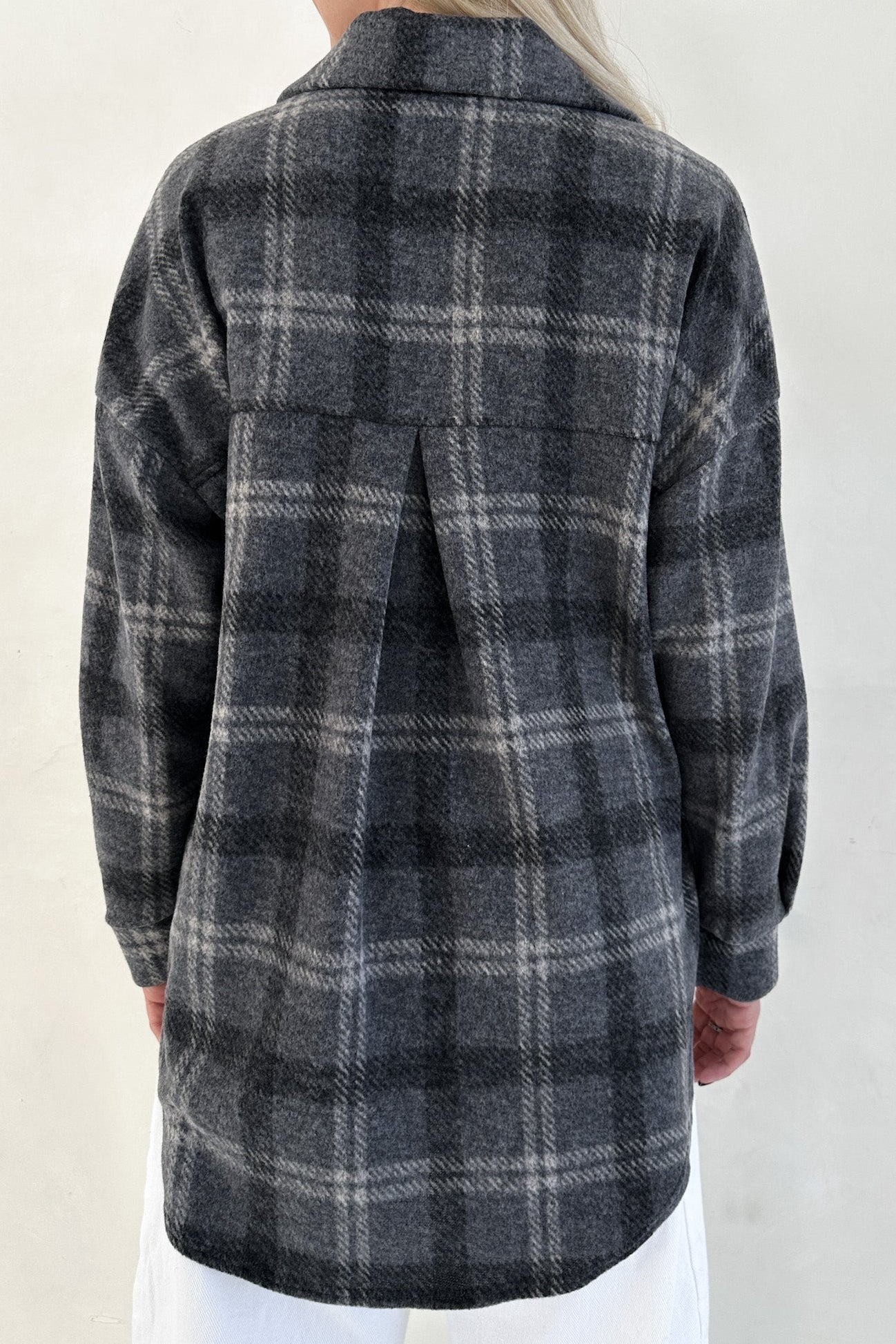 Cabin Time Grey Plaid Button Down Shirt Jacket - Neutral Ground