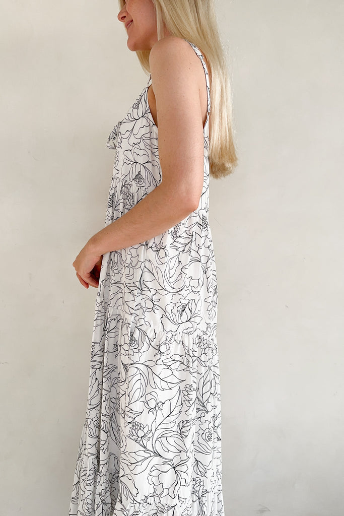 Cali Girl Floral Print Maxi Dress - Neutral Ground