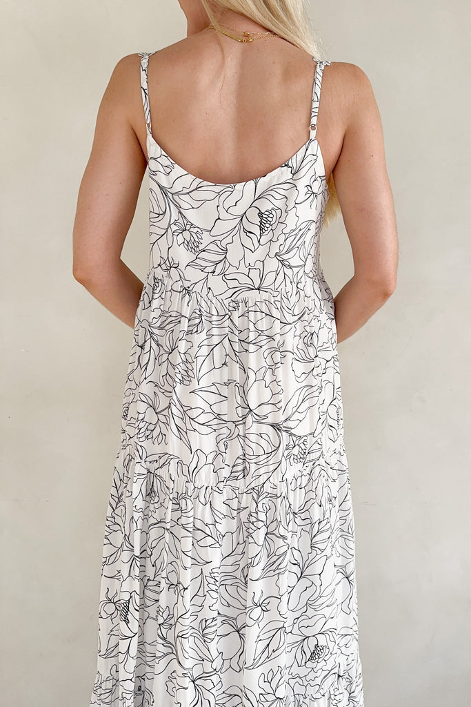 Cali Girl Floral Print Maxi Dress - Neutral Ground