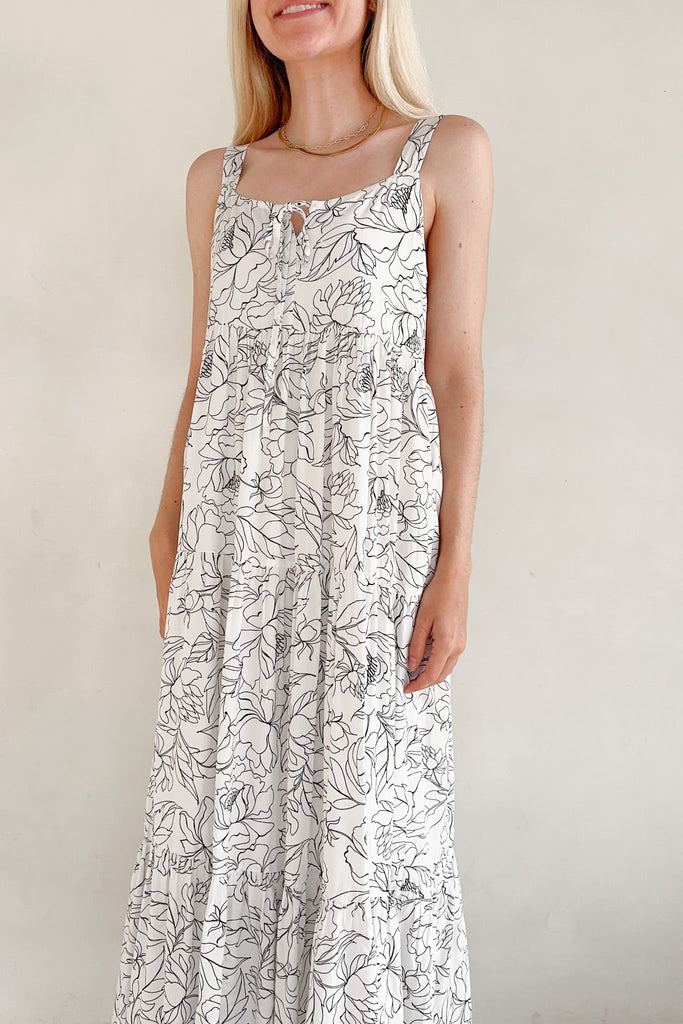 Cali Girl Floral Print Maxi Dress - Neutral Ground