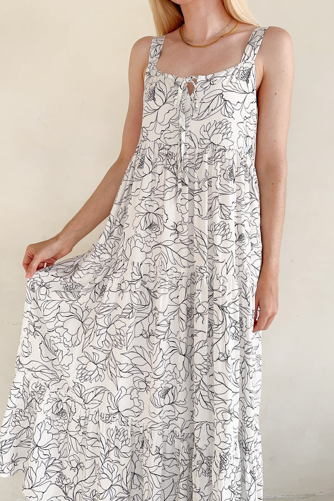 Cali Girl Floral Print Maxi Dress - Neutral Ground