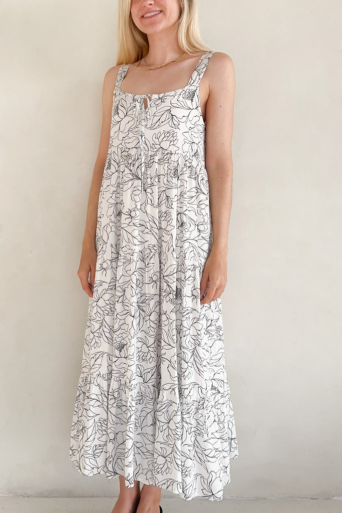 Cali Girl Floral Print Maxi Dress - Neutral Ground