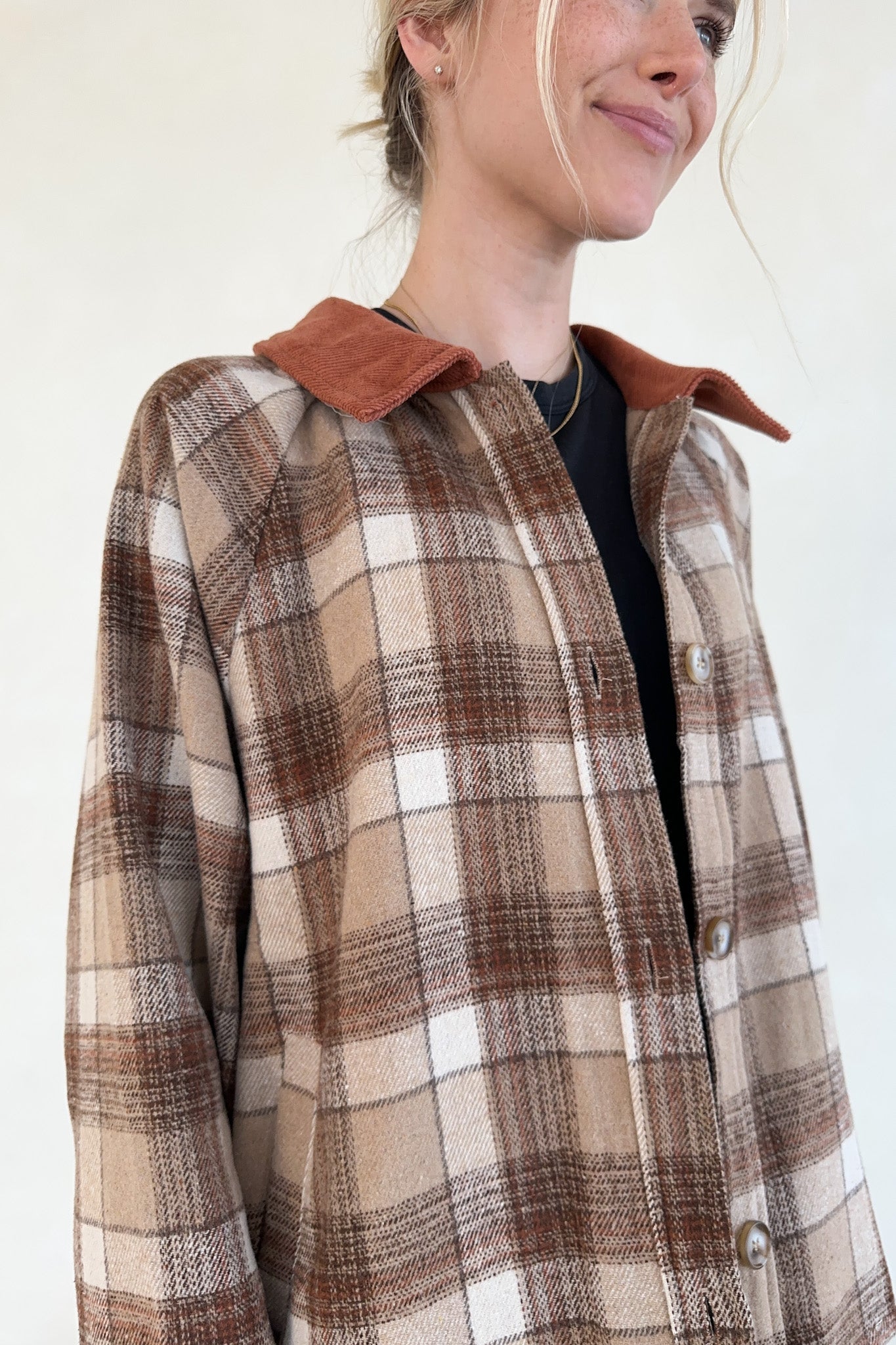 Cambridge Plaid Barn Jacket - Neutral Ground