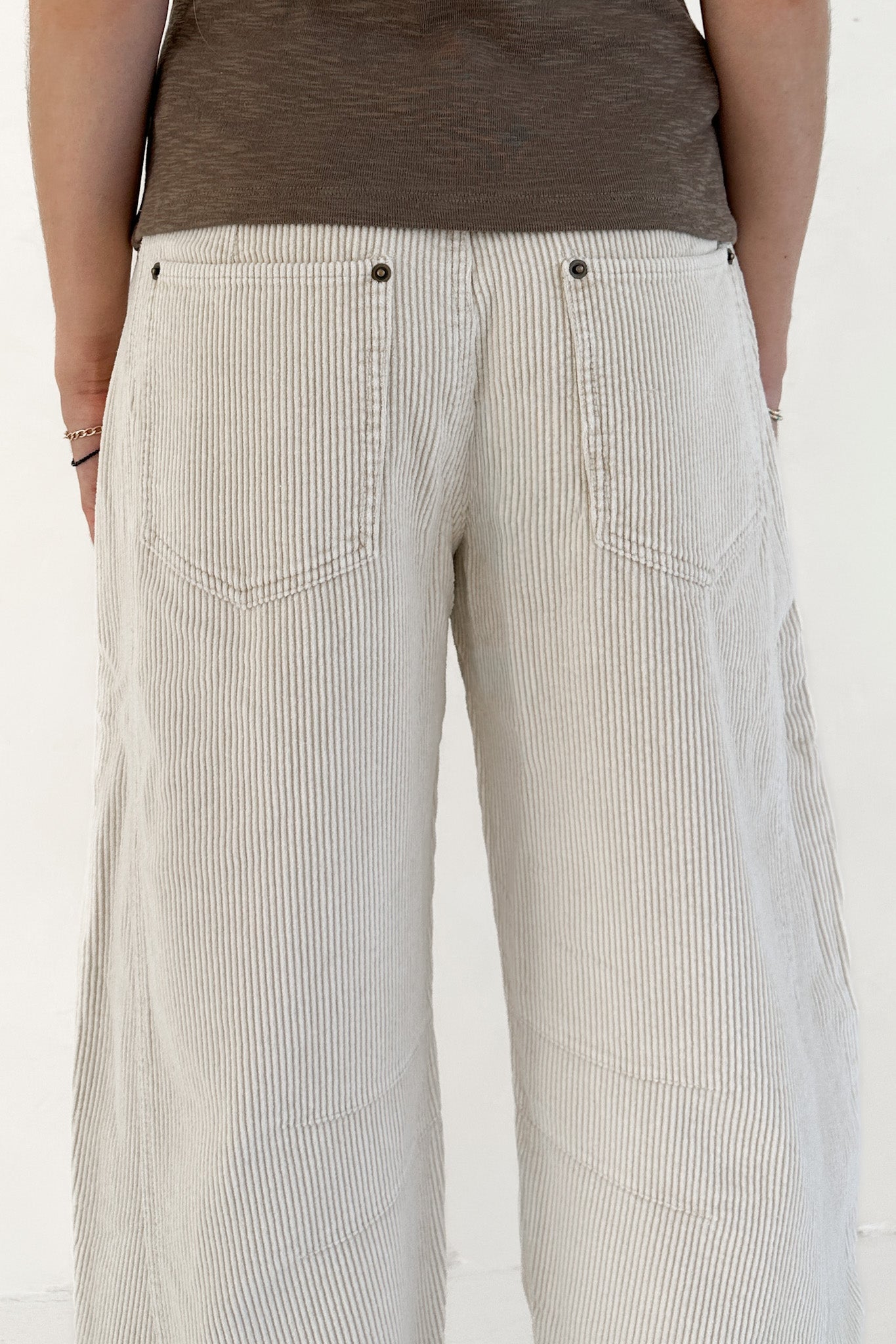 Canyon Corduroy Barrel Pants in Off White - Neutral Ground