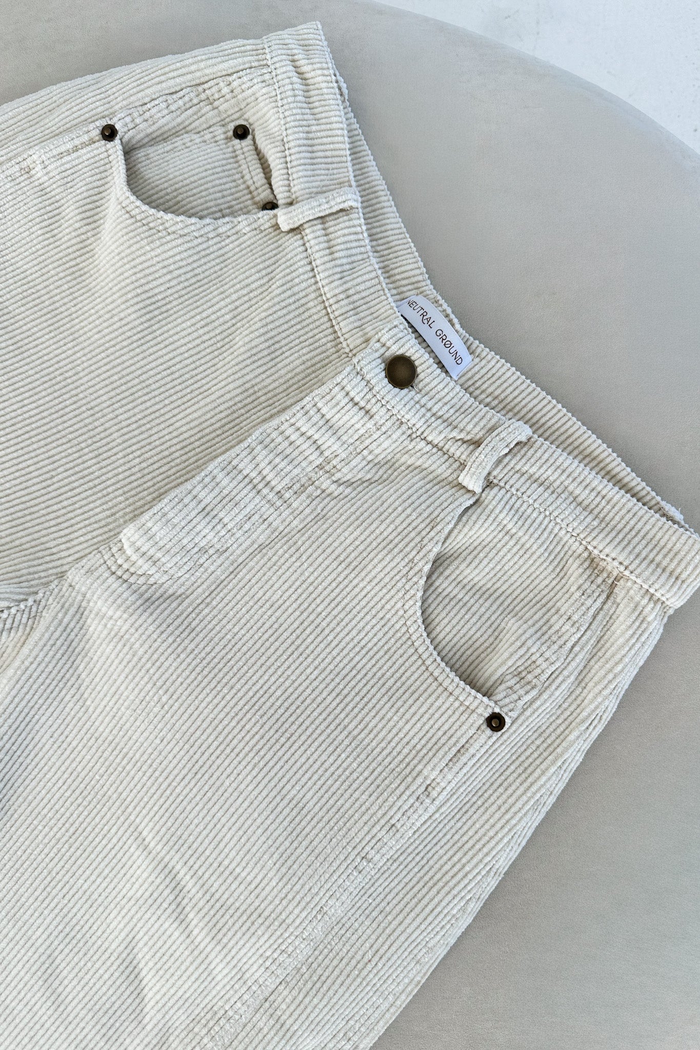 Canyon Corduroy Barrel Pants in Off White - Neutral Ground