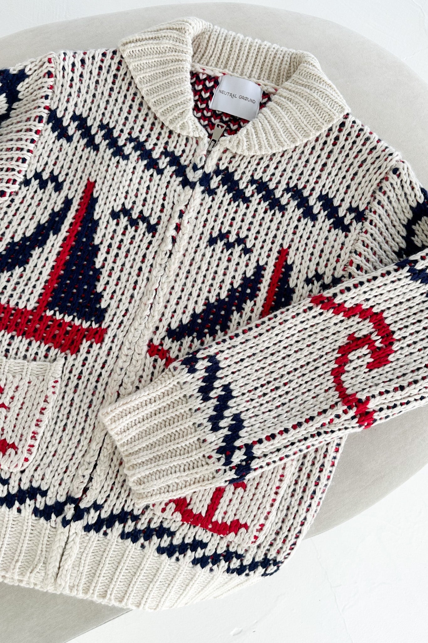 Cape Cod Sailboat Knit Zip Up Cardigan - Neutral Ground