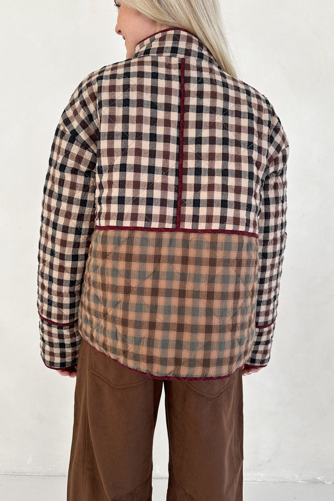 Cappuccino Checkered Quilted Jacket - Neutral Ground