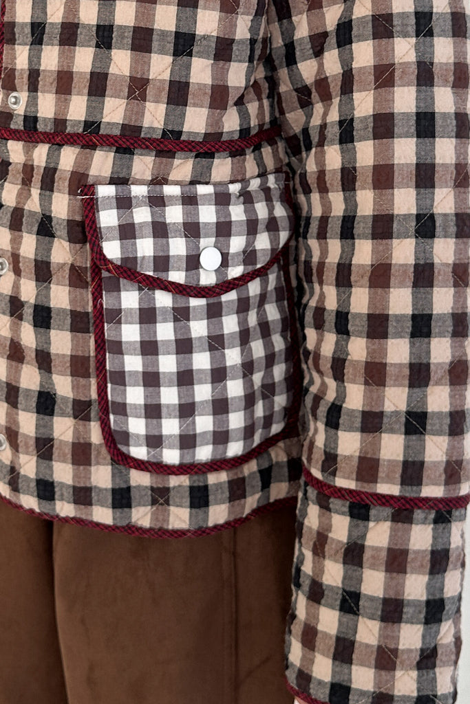 Cappuccino Checkered Quilted Jacket - Neutral Ground