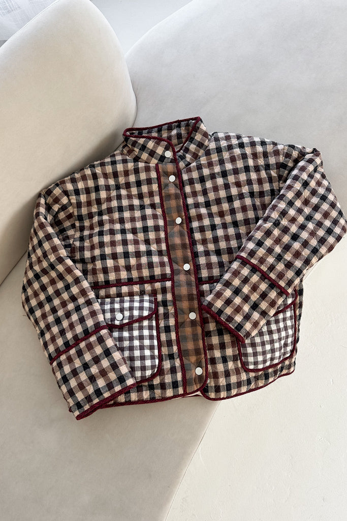 Cappuccino Checkered Quilted Jacket - Neutral Ground