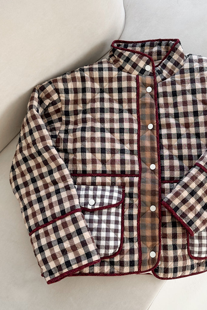 Cappuccino Checkered Quilted Jacket - Neutral Ground