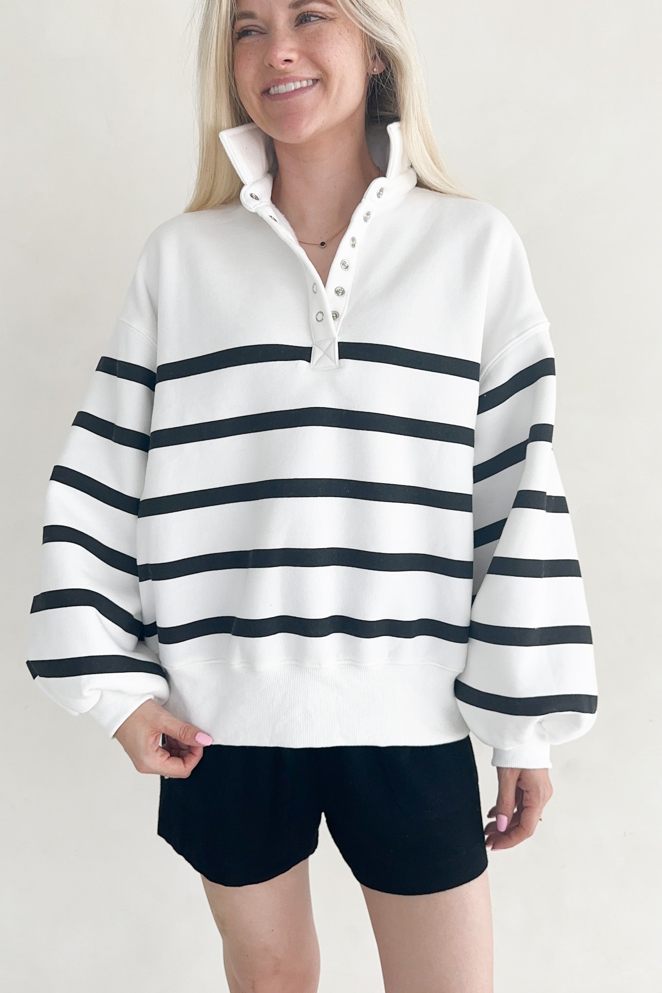 Capri Collared Sweatshirt in Black and White - Neutral Ground