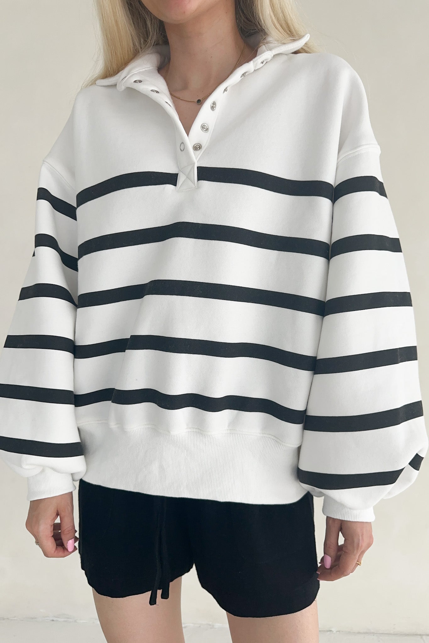 Capri Collared Sweatshirt in Black and White - Neutral Ground