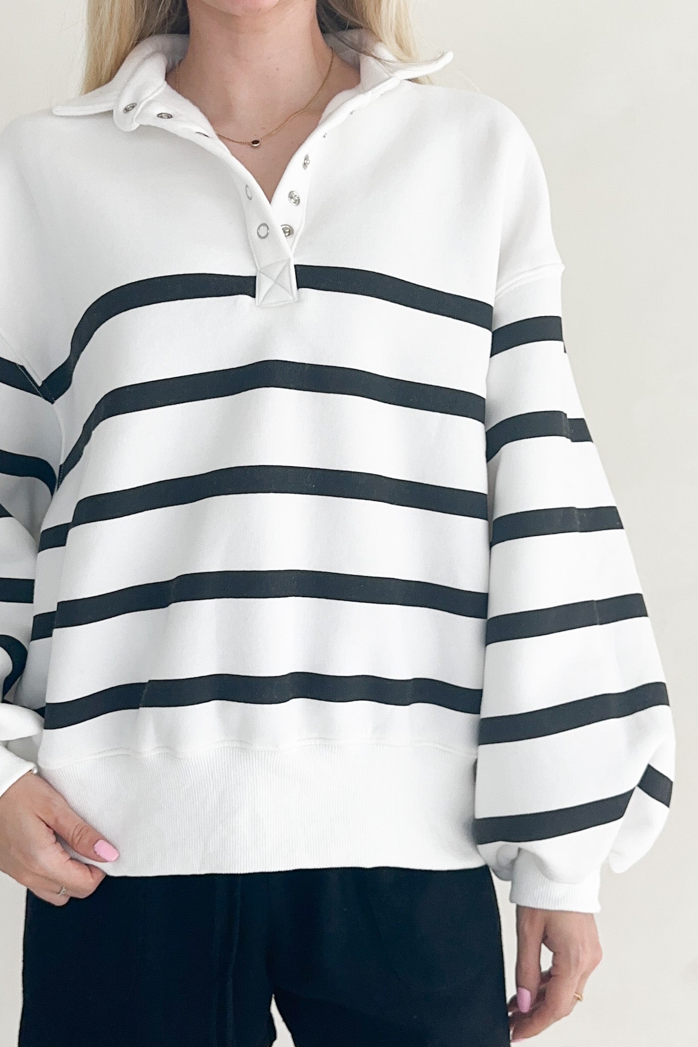 Capri Collared Sweatshirt in Black and White - Neutral Ground