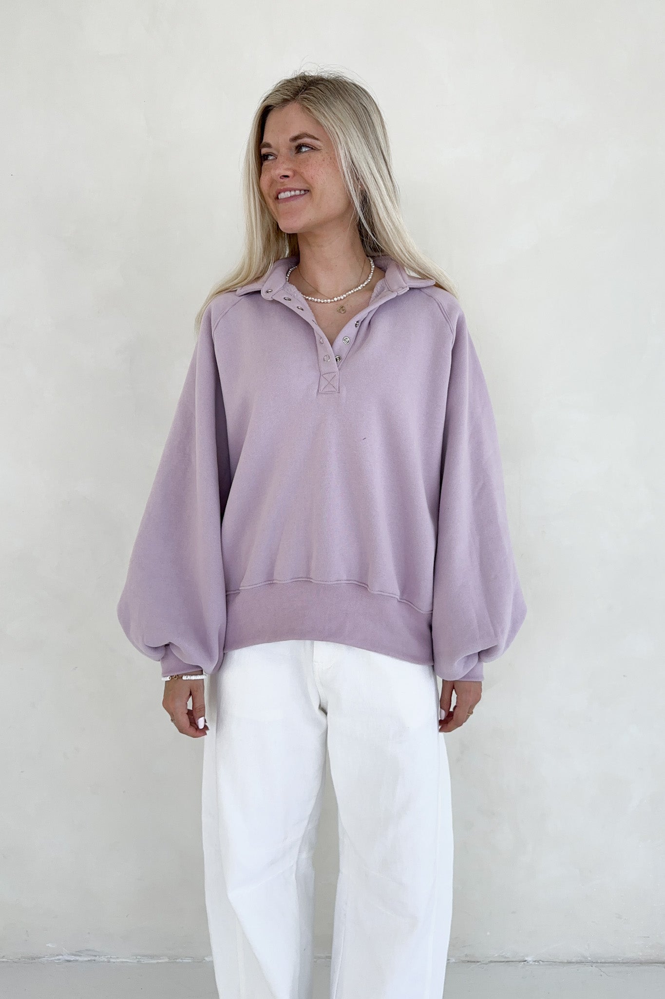 Capri Collared Sweatshirt in Lilac - Neutral Ground