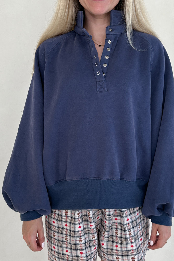 Capri Collared Sweatshirt in Washed Navy - Neutral Ground