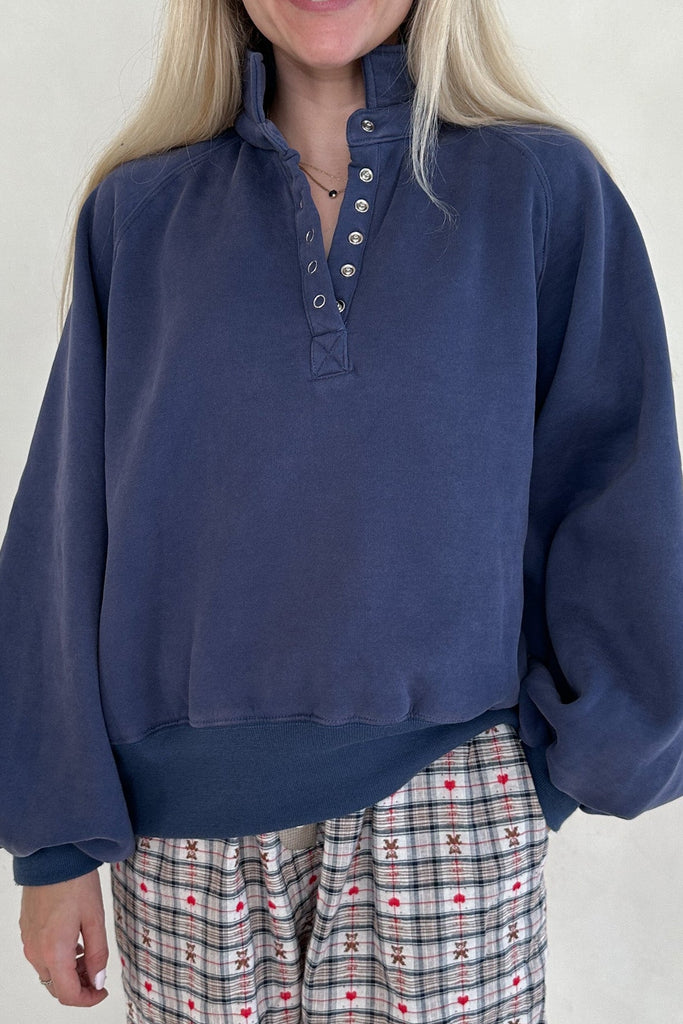 Capri Collared Sweatshirt in Washed Navy - Neutral Ground