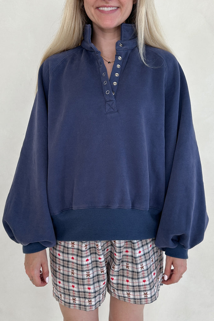 Capri Collared Sweatshirt in Washed Navy - Neutral Ground