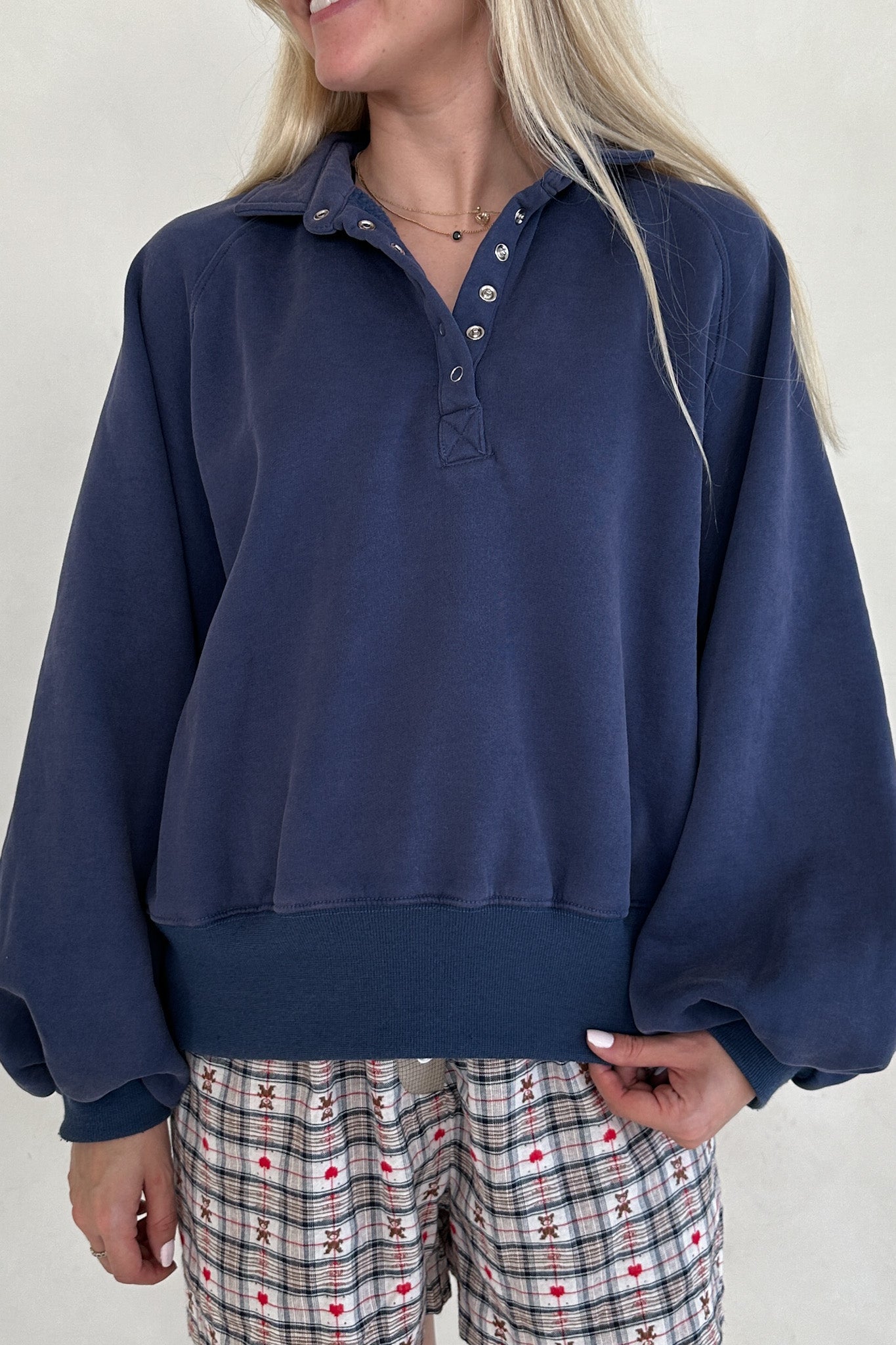 Capri Collared Sweatshirt in Washed Navy - Neutral Ground