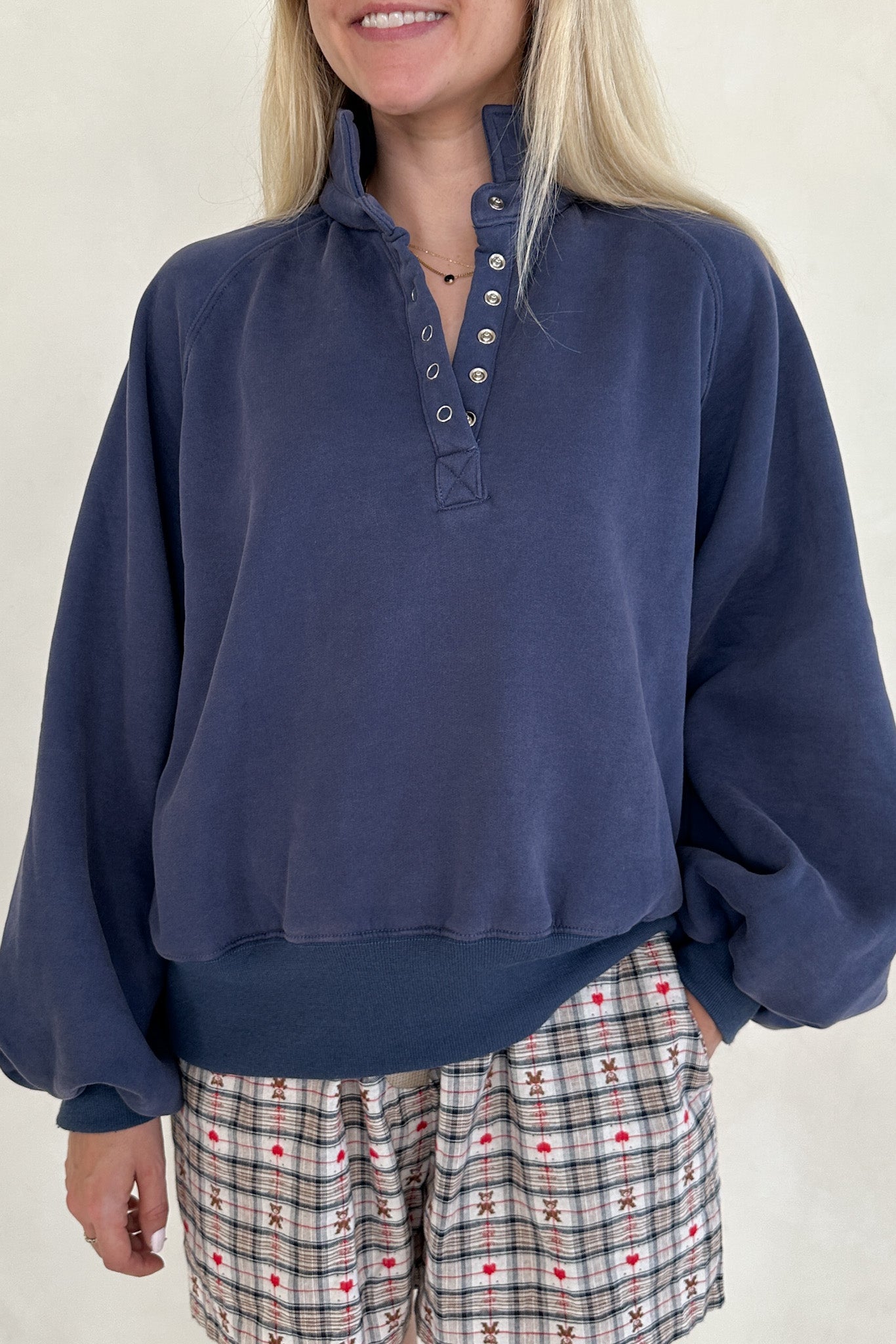 Capri Collared Sweatshirt in Washed Navy - Neutral Ground