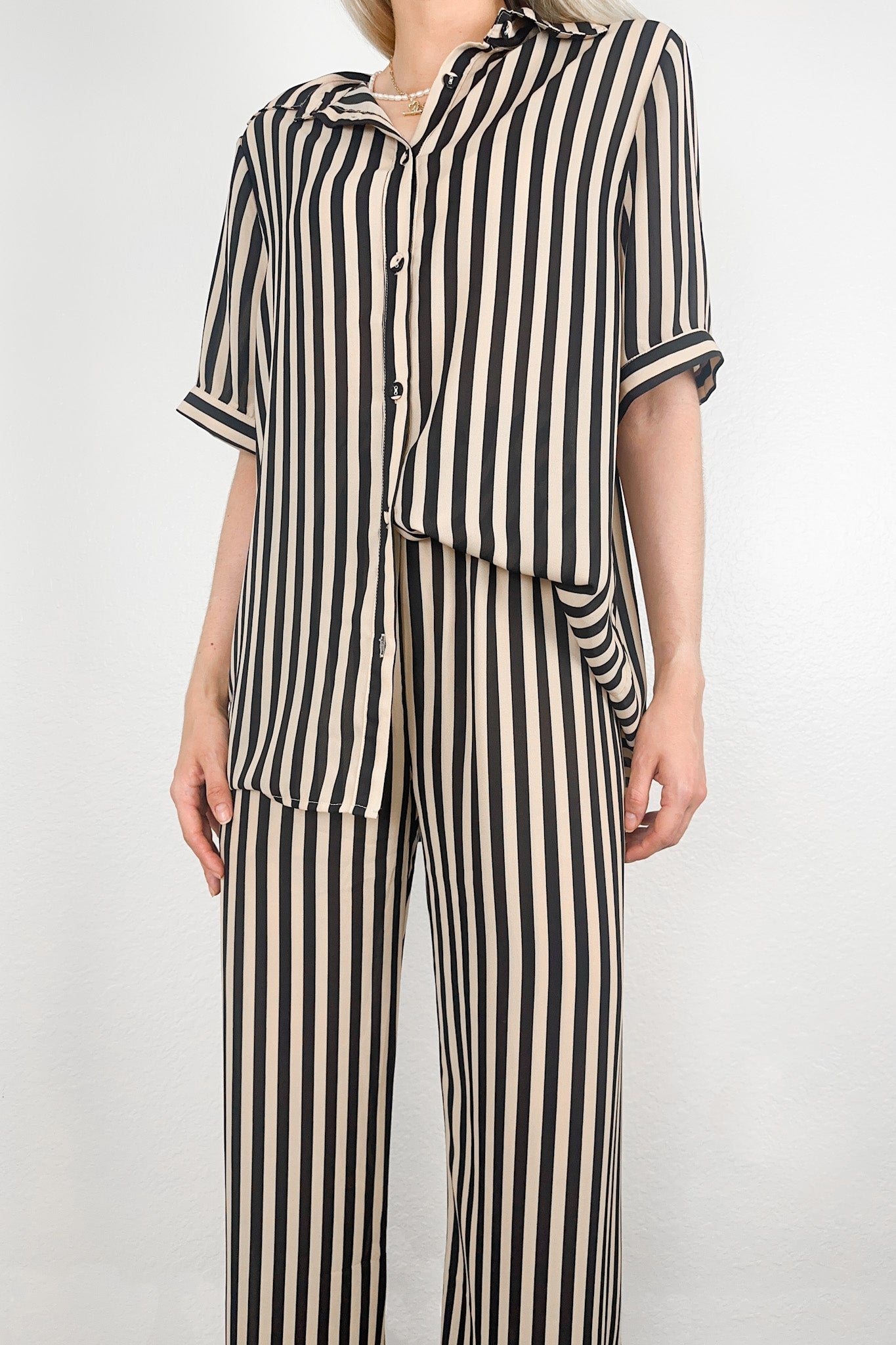 Capri Striped Pant Set - Neutral Ground