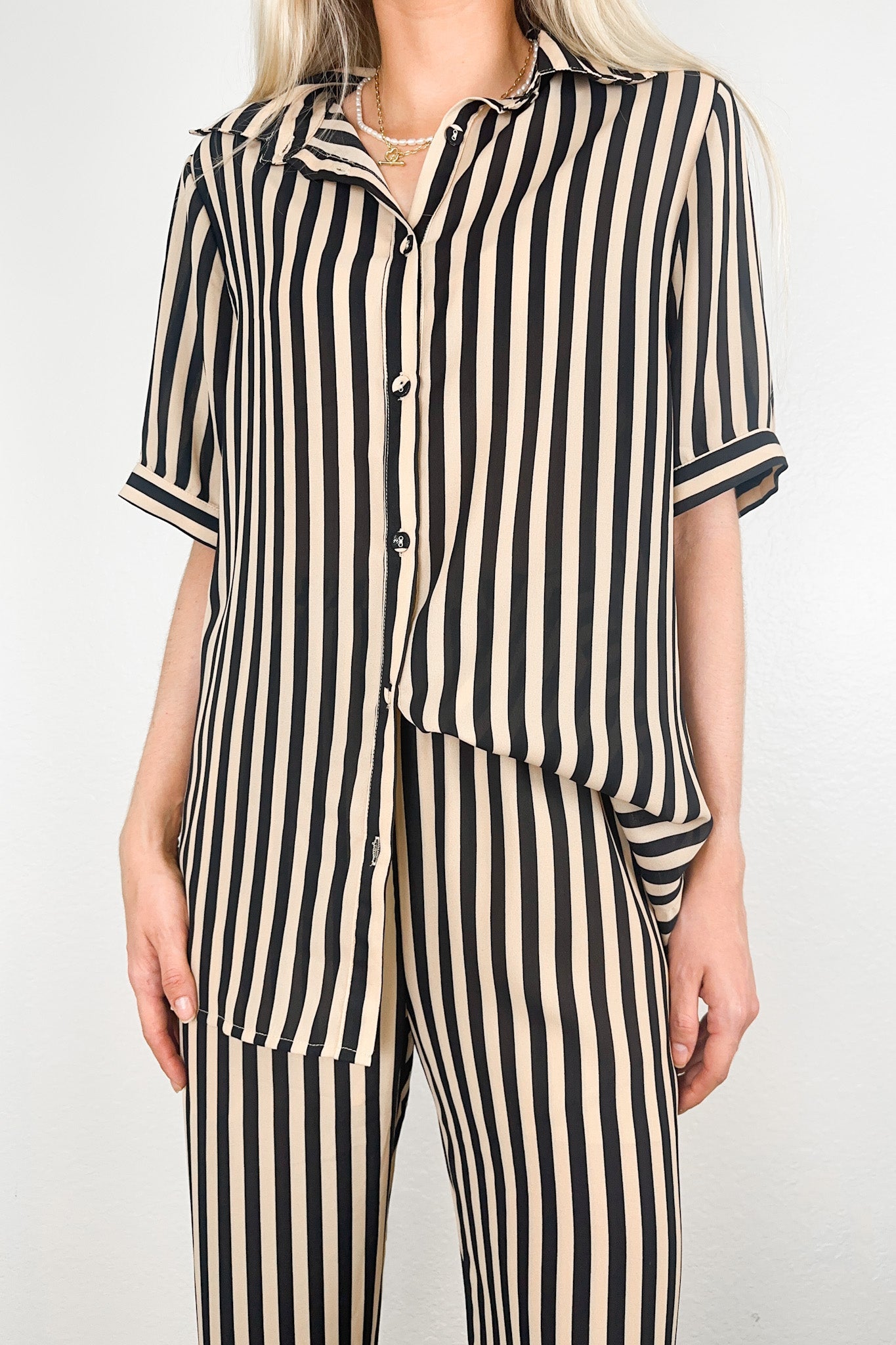 Capri Striped Pant Set - Neutral Ground