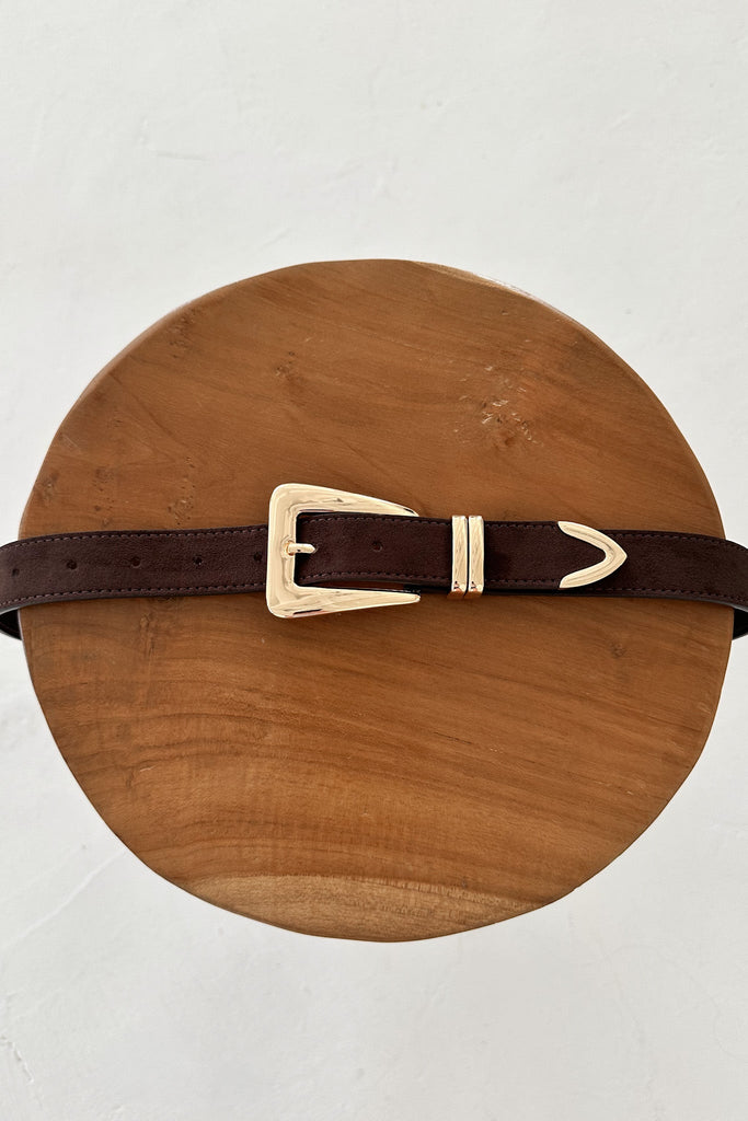 Carmen Classic Belt in Gold and Dark Cocoa - Neutral Ground